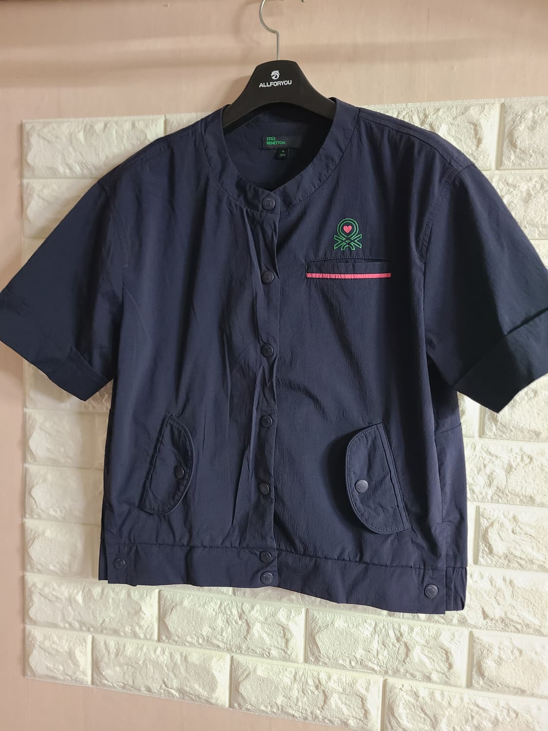베네통 네이비 반팔 자켓 M(95) 상품이미지1
