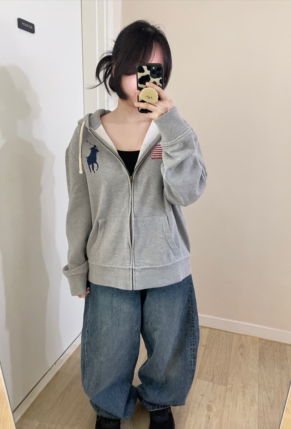 폴로 POLO 빅포니 성조기 USA 그레이 후드집업 XL 상품이미지1