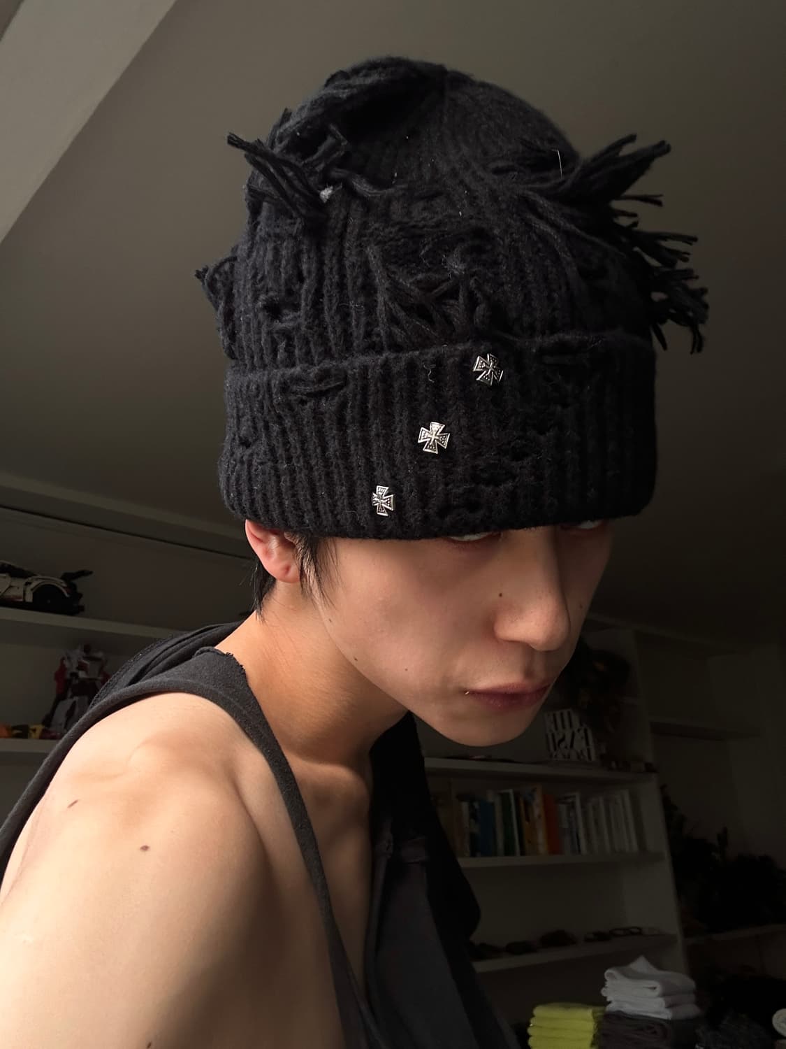 비즈 그런지 비니 Black 상품이미지2