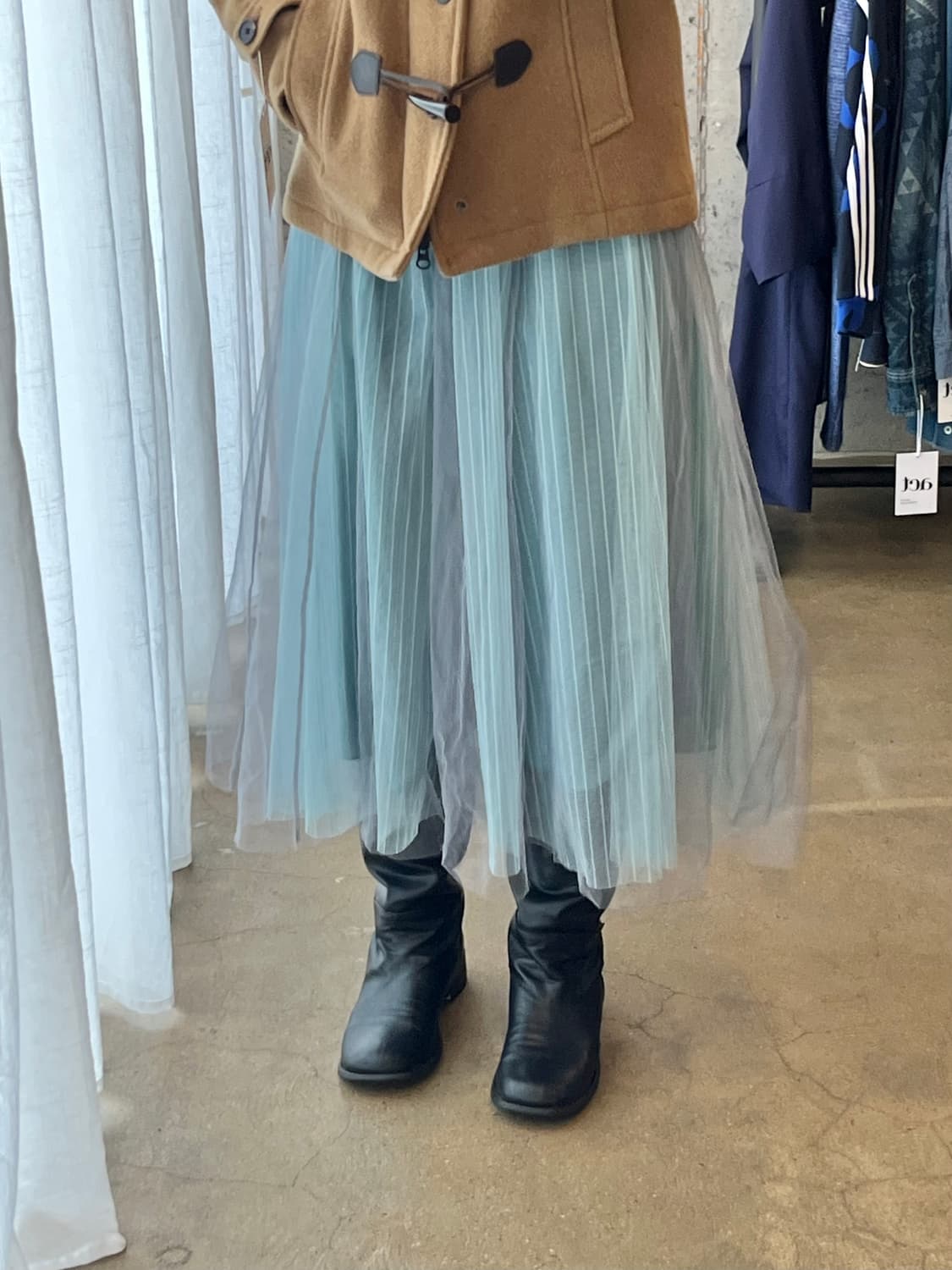 트리플 레이어 튤 스커트 블루 상품이미지4