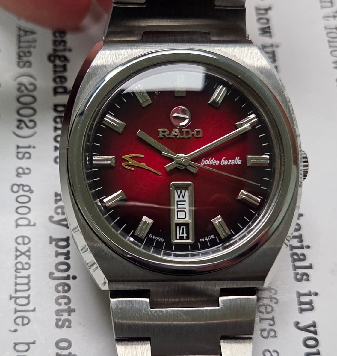 빈티지 라도 골든가젤 투톤레드(붉은말의해) 데이데이트 오토매틱 브레이슬릿 상품이미지1