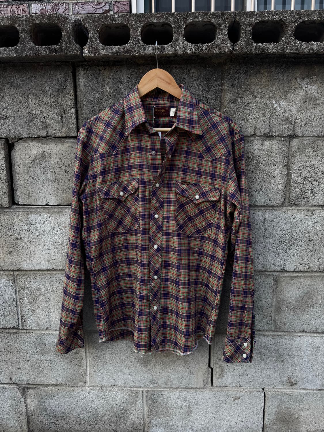 80s 랭글러 빈티지 체크 웨스턴 셔츠 m 상품이미지1