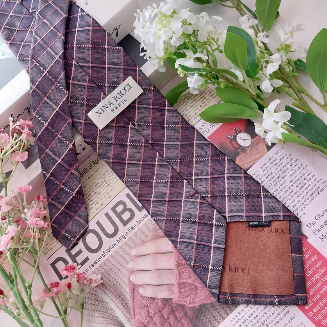 니나리치 실크 퍼플 체크 넥타이 9.5cm A+등급 K2212
 상품이미지5