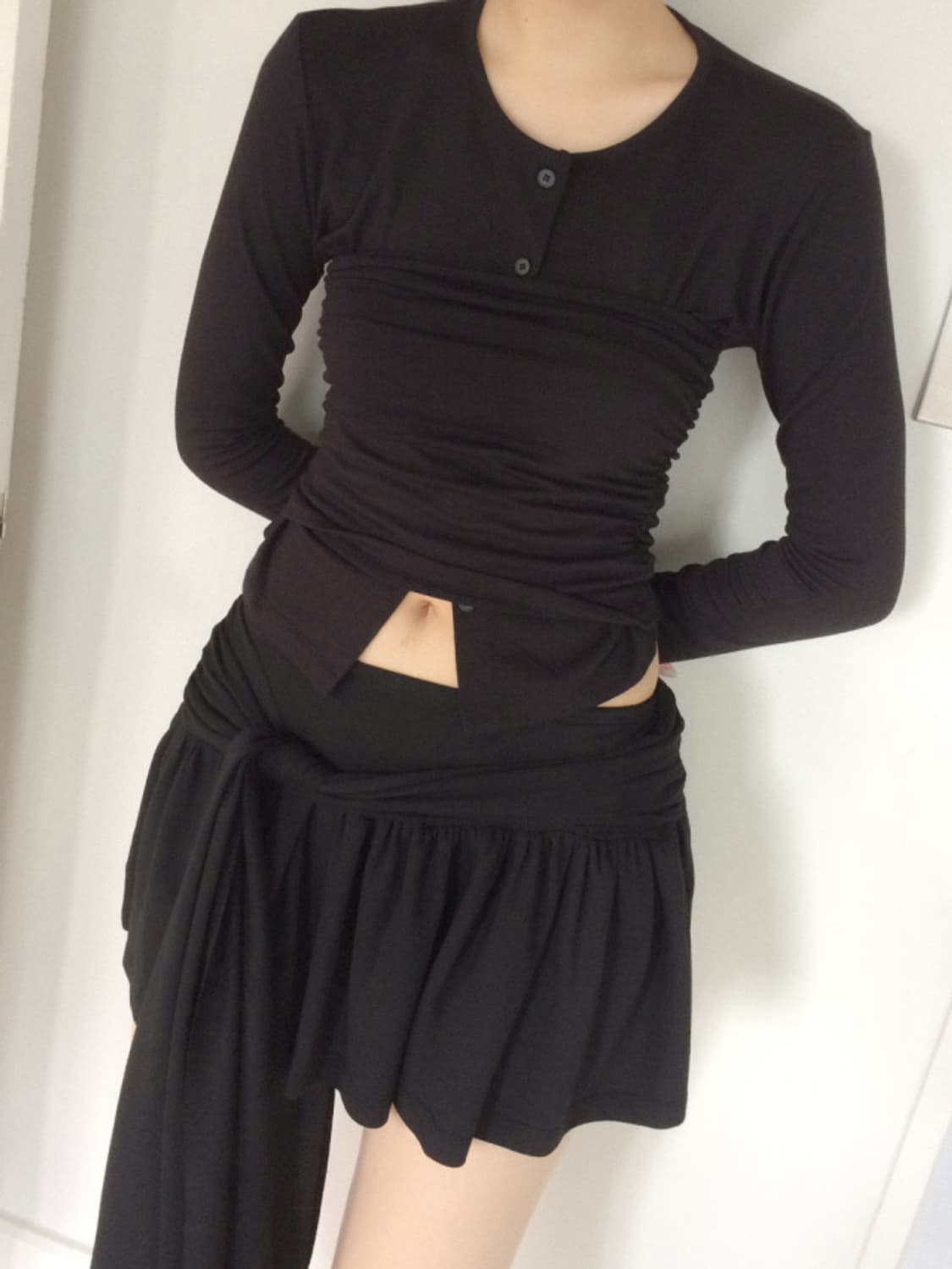 Bold tie skirt (black) 상품이미지7