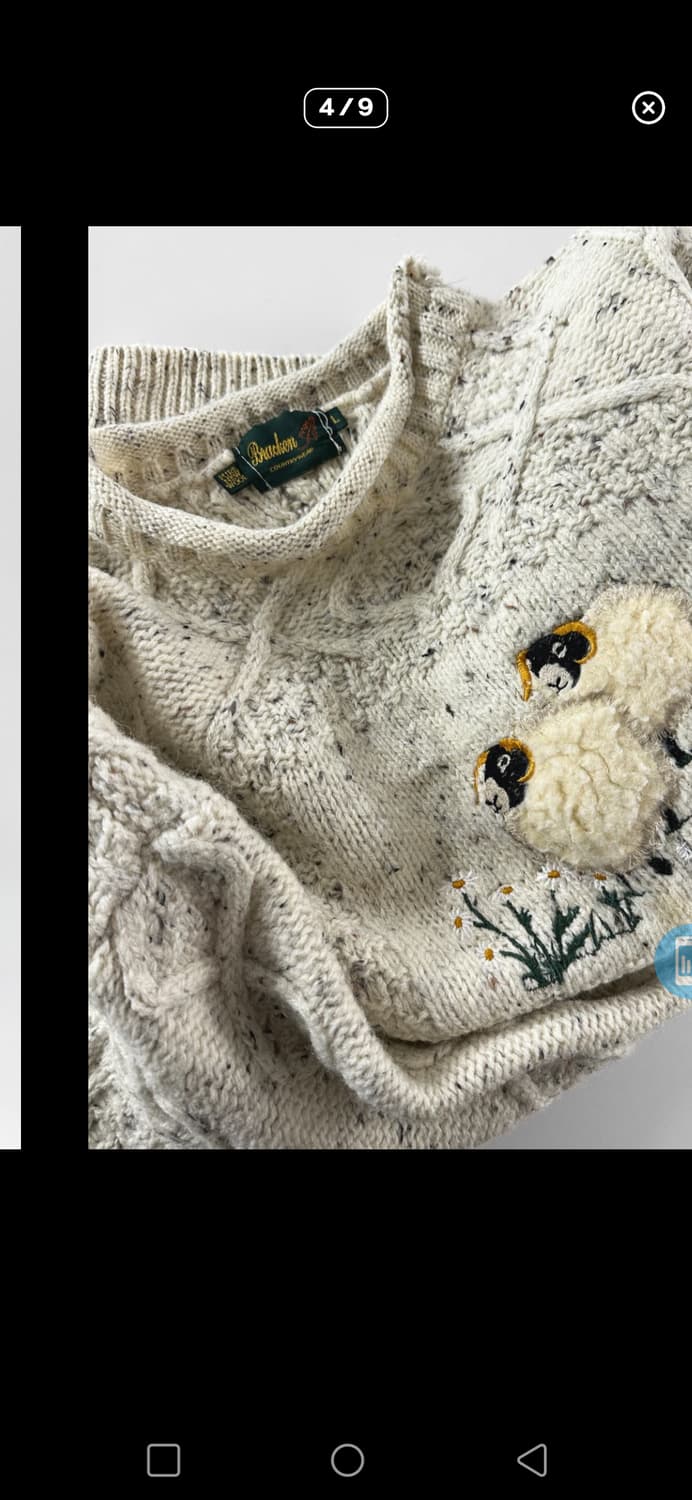 빈티지 양 자수 아란 케이블 스웨터 상품이미지4