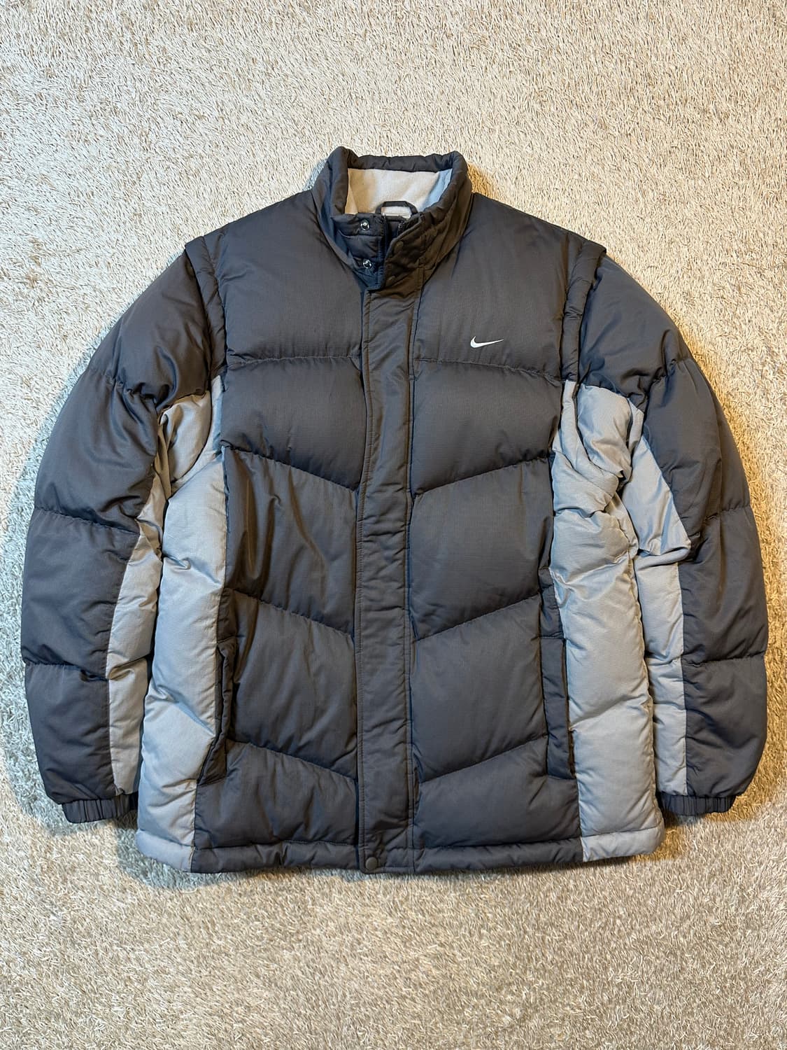희귀) 00's 나이키 올드스쿨 디테처블 배색 패딩 그레이 상품이미지1