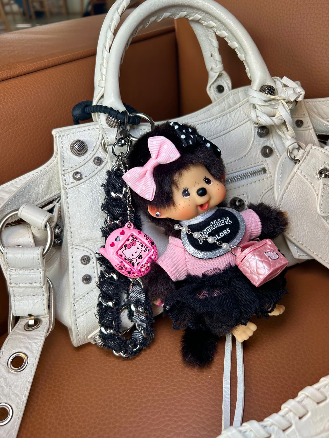 (87)💖정품몬치치커스텀키링키티무드😸핑크블랙리본🎀 상품이미지1