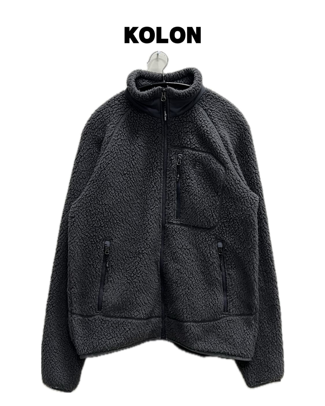 코오롱스포츠 폴라텍 셰르파 양털 뽀글이 집업 자켓 차콜 상품이미지1