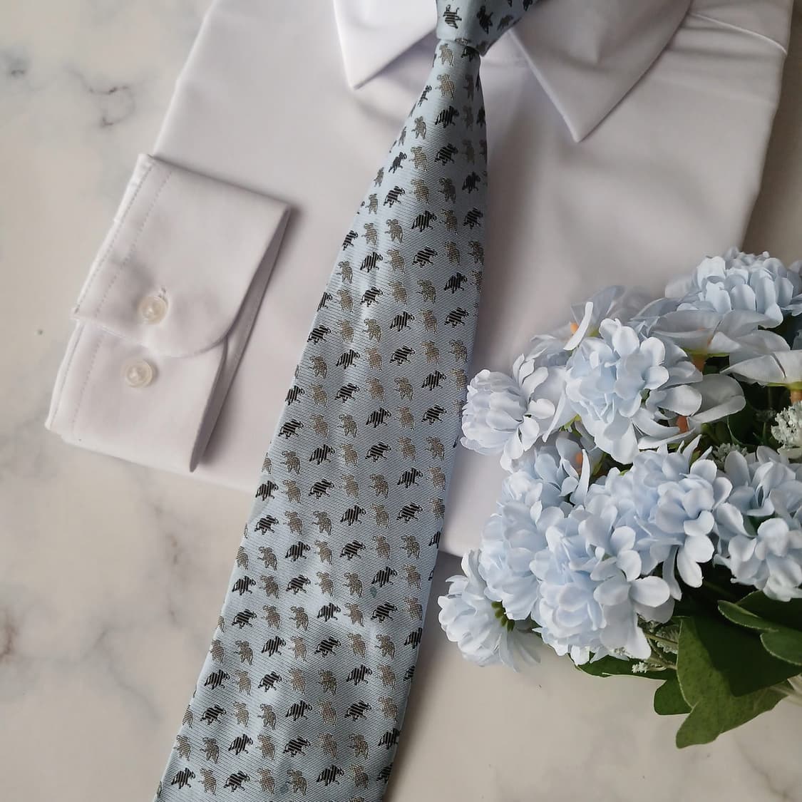 헌팅월드 실크 스카이블루 코끼리 넥타이 9.5cm A등급 A19181
 상품이미지5