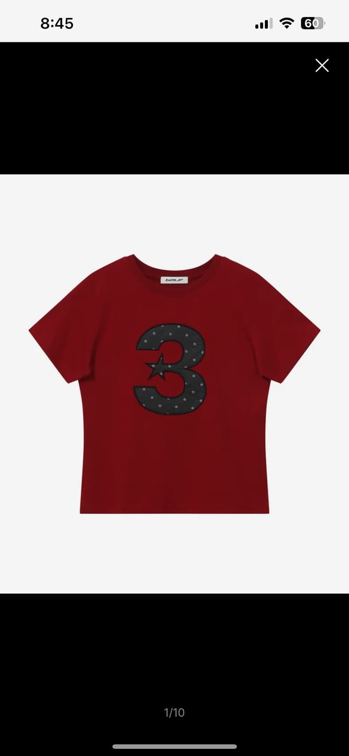 바우프 3 logo 도트 슬림핏 티셔츠 [레드] 상품이미지1