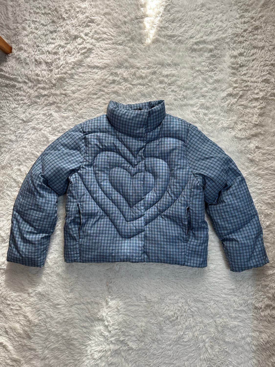 BadBlue 하트 푸퍼 자켓 체크 블루 M 상품이미지2