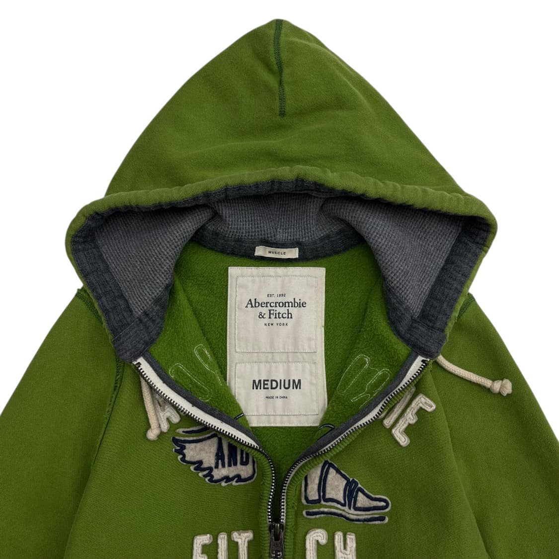 아베크롬비 센터로고 올리브그린 후드집업 M 상품이미지5