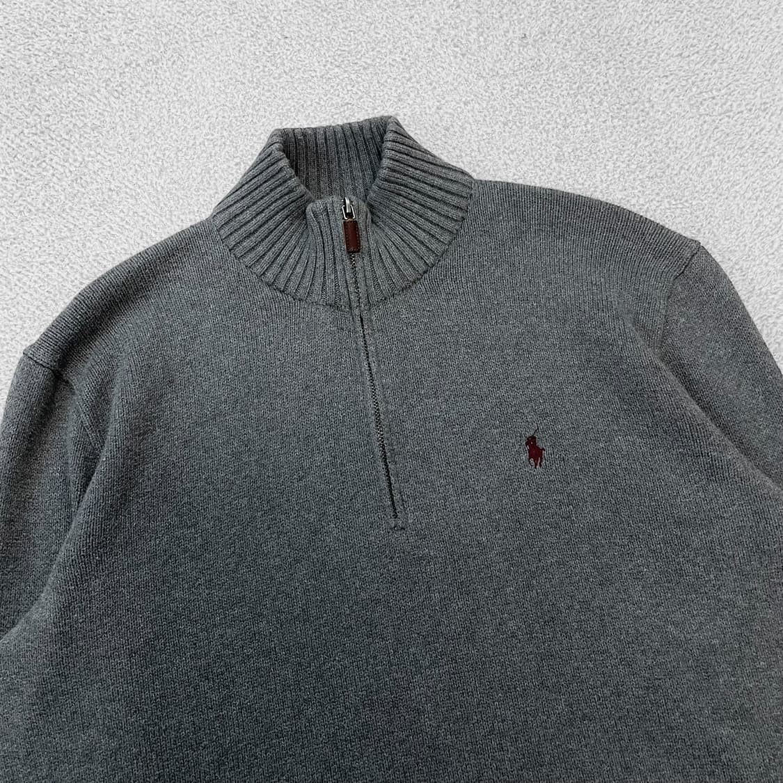 폴로 랄프로렌 포니 로고 코튼 반집업 니트 그레이 상품이미지2