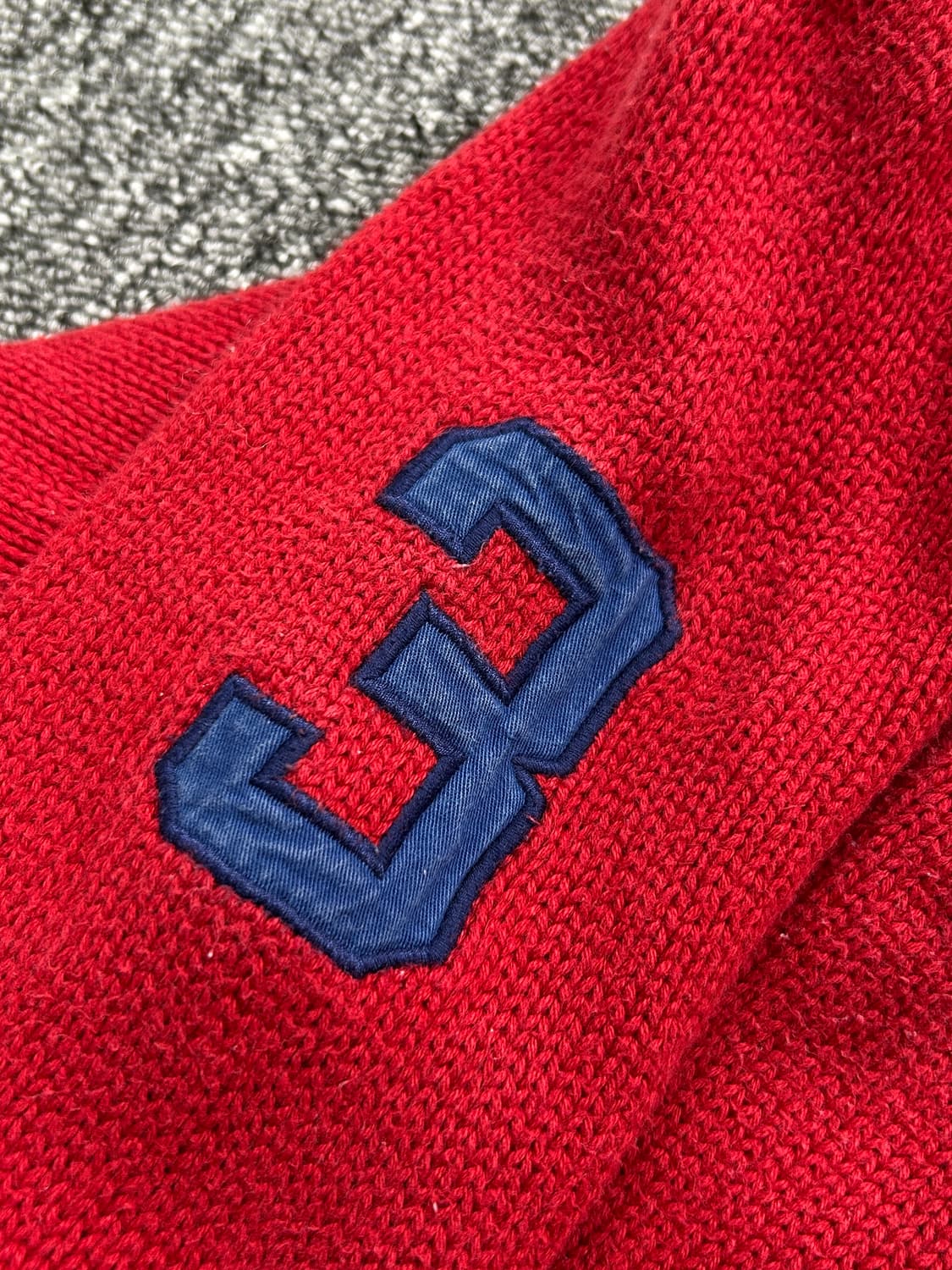 폴로 랄프로렌 빅포니 레드 하프 니트집업 XL  상품이미지4