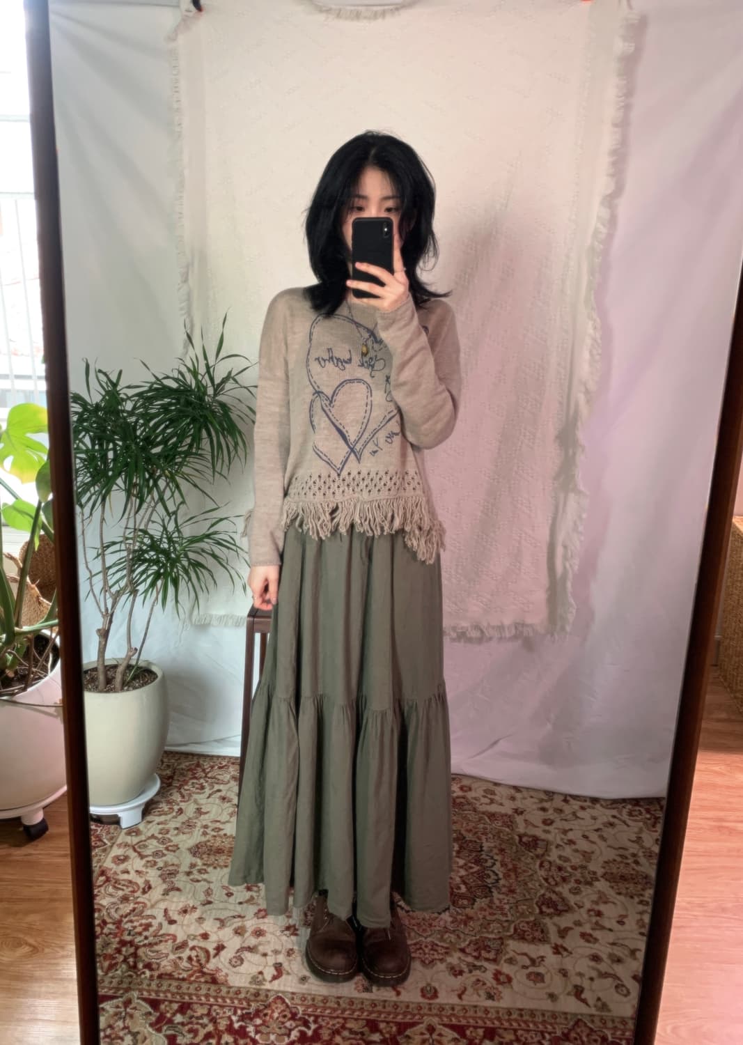 하트 테슬 크롭 니트 상품이미지1