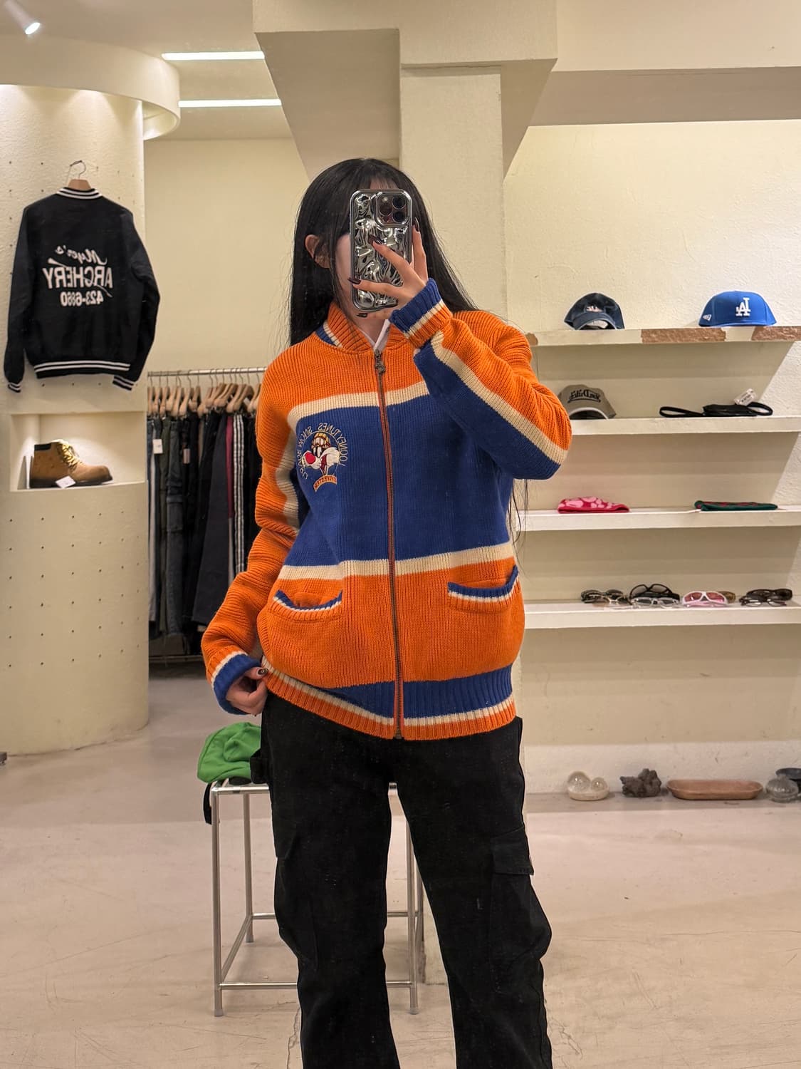 루니툰즈 캐릭터 니트 집업 가디건 U1124 상품이미지1