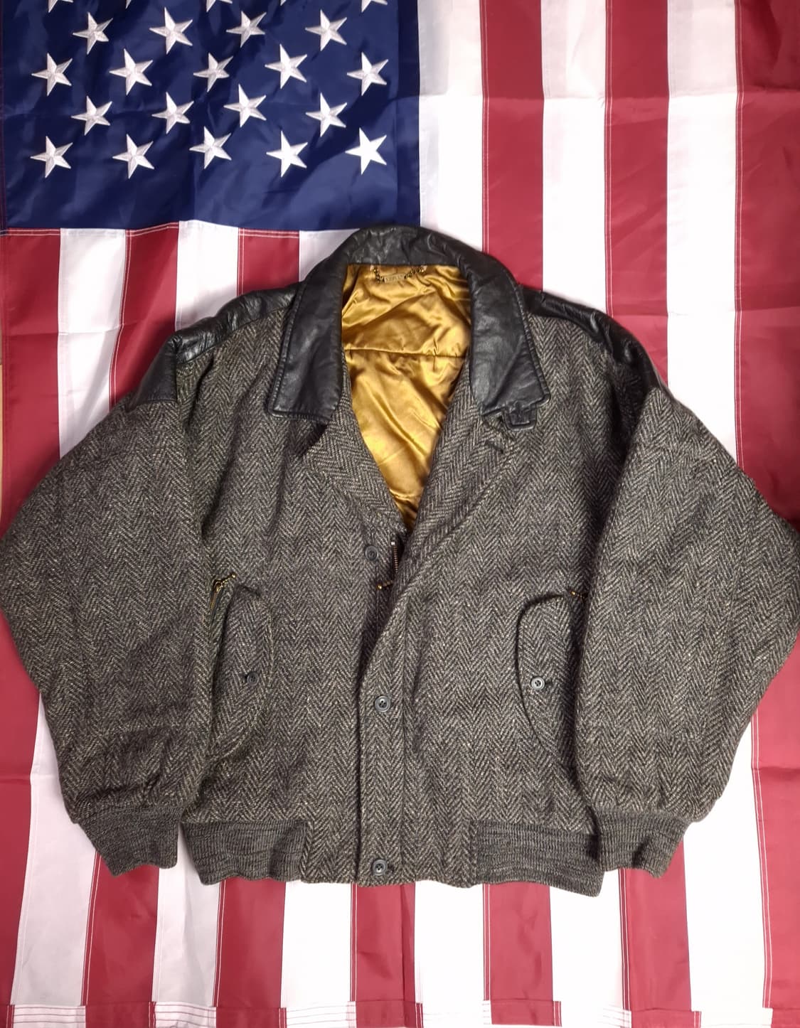 새제품 오리지날 일본판 VESVIO 헤링본 레더  봄버자켓 상품이미지1