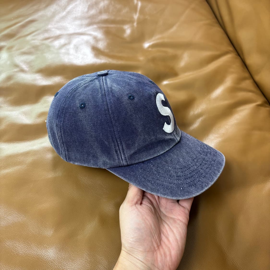 Supreme 슈프림 피그먼트 워시드 네이비 S로고 6패널 볼캡 모자 상품이미지3