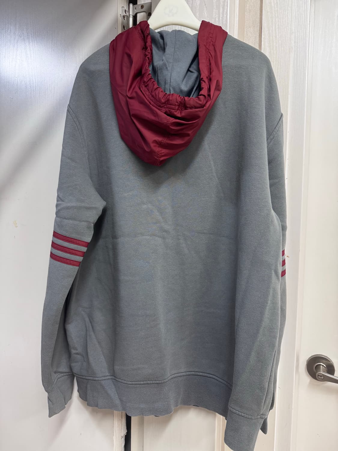 아디다스 삼선 후드집업 버건디/회색 상품이미지7