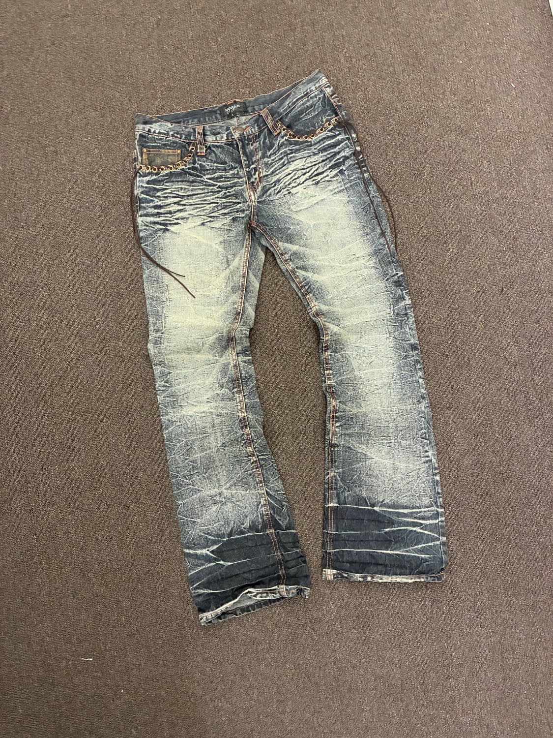 L)Japanese vintage 여성 레이스업 디테일 부츠켓 데님팬츠 상품이미지3