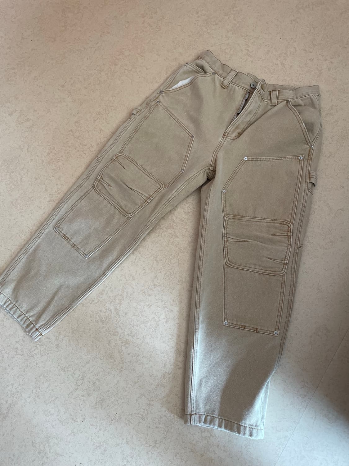 인세인개러지 더블니 워크팬츠 베이지 상품이미지4