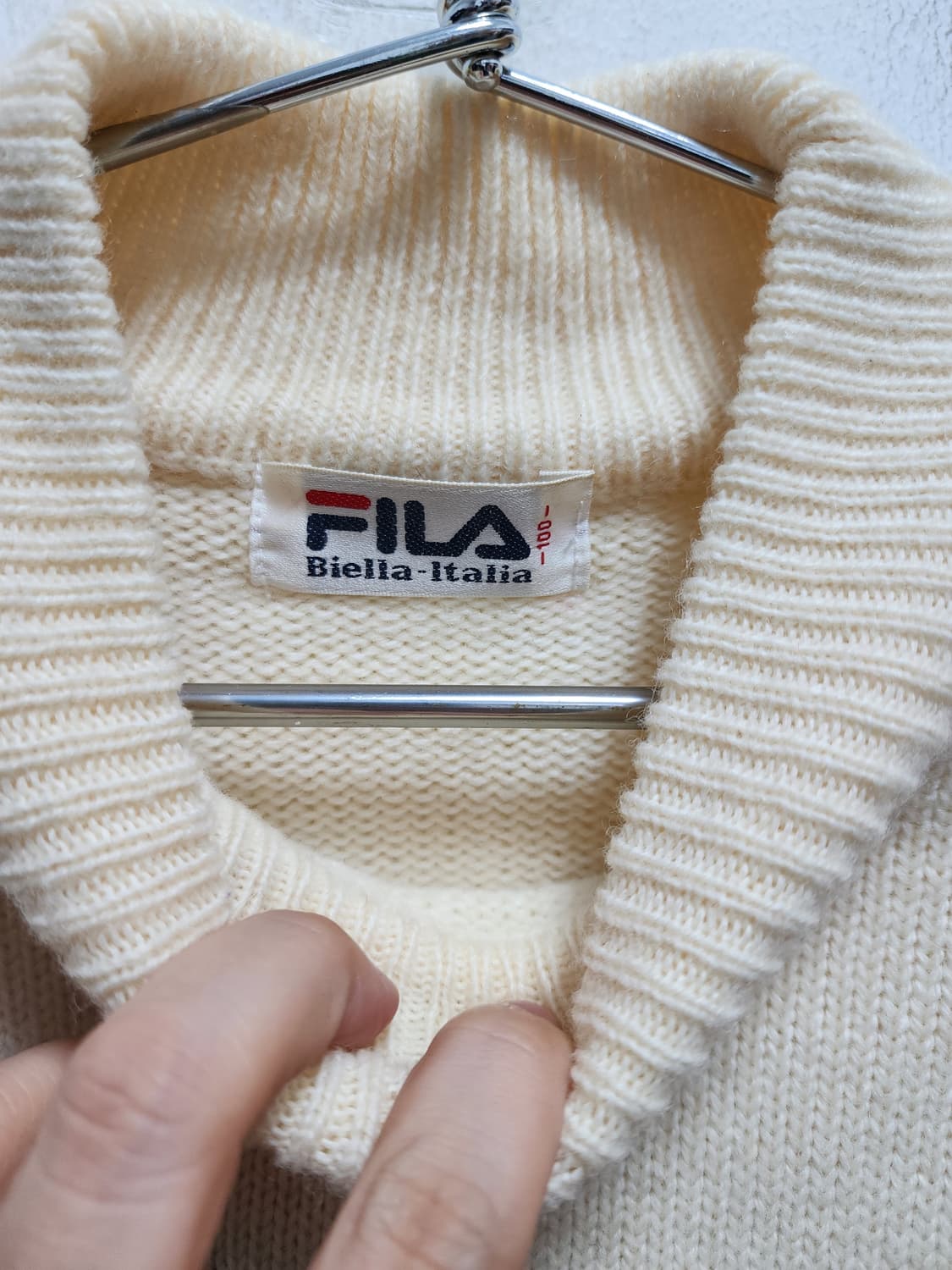 휠라 FILA wool100 아이보리 니트 스웨터 상품이미지5