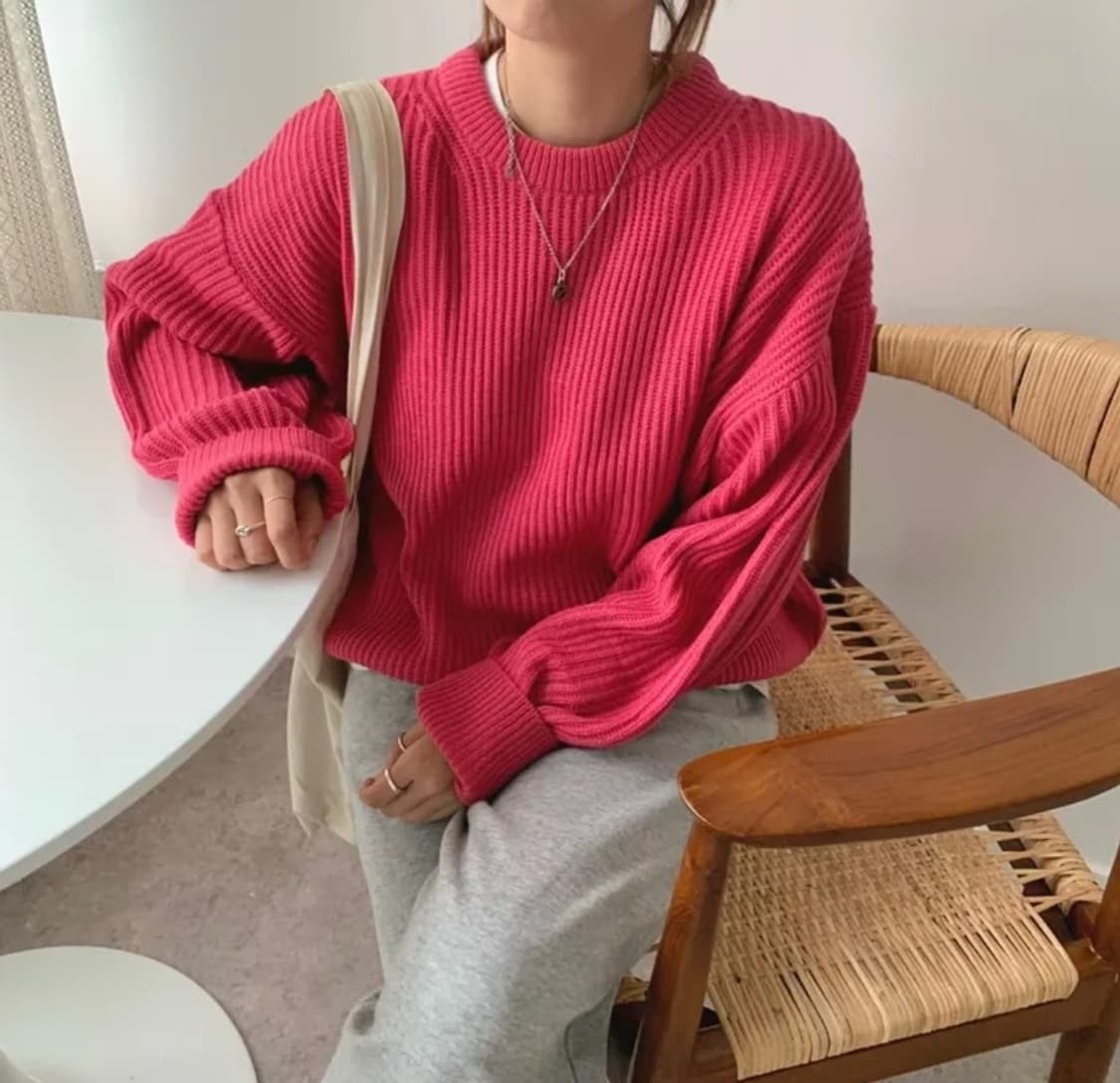 핫핑크 니트 상품이미지1