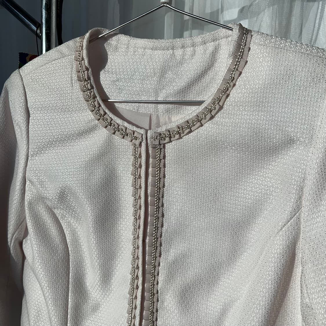 [백화점퀄 하객룩]아이보리 라인 장식 트위드 자켓 상품이미지6