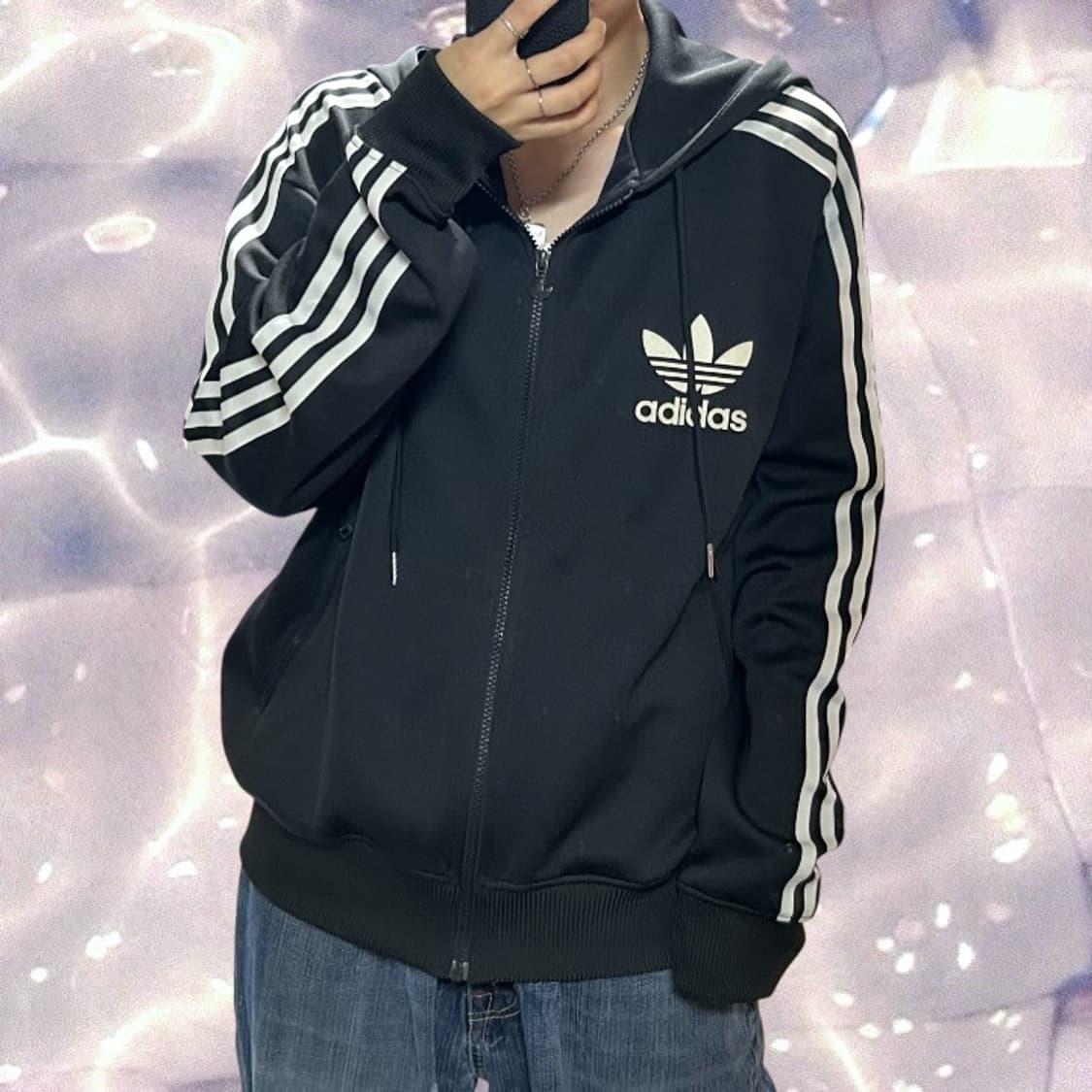 00s 아디다스 플락 후드 집업 져지 블랙 L 상품이미지1