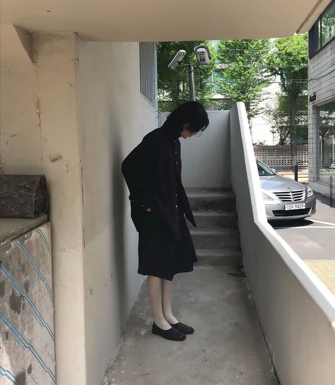 Amorshaee 리본 미디 스커트 - black 상품이미지1