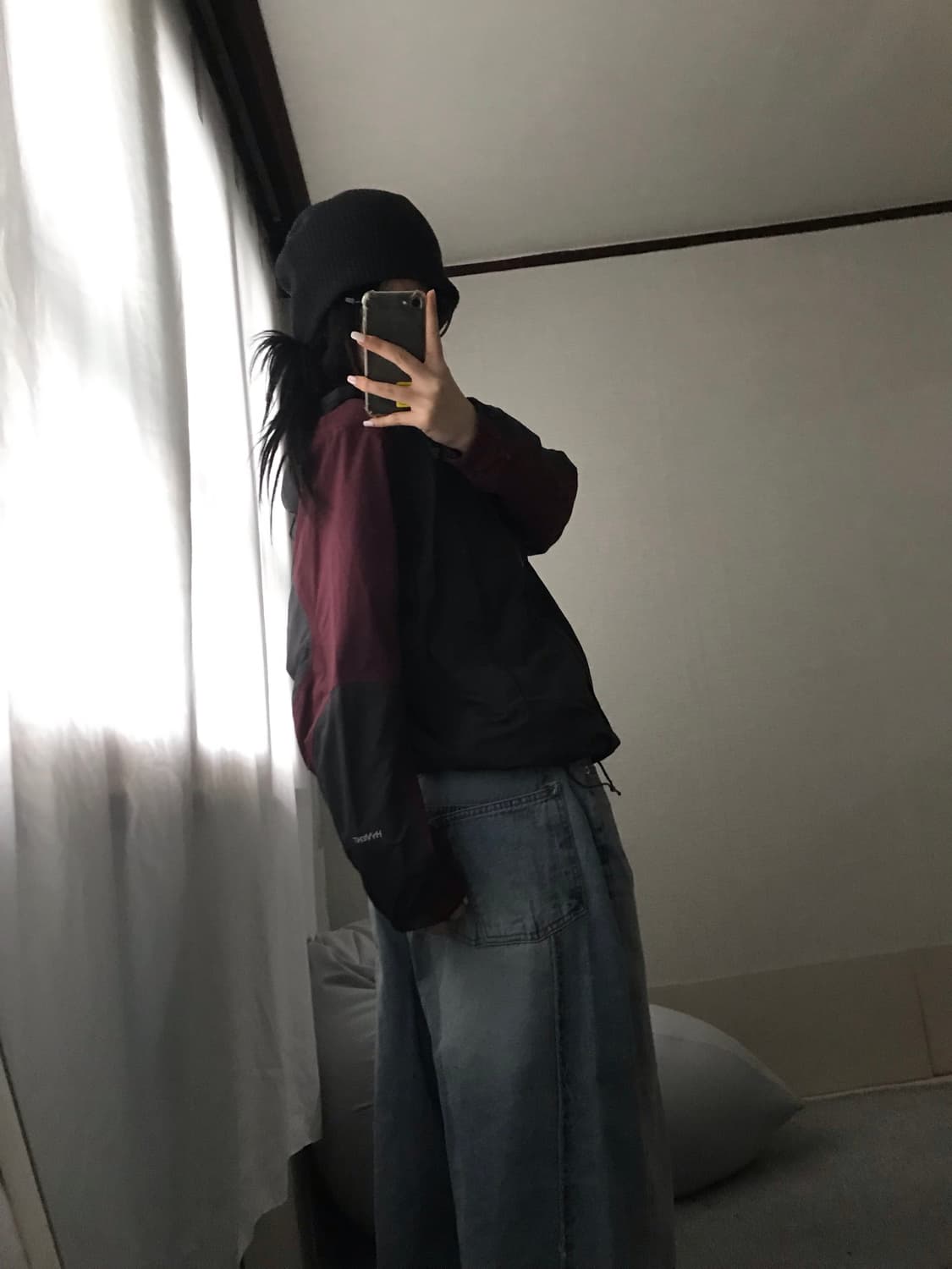 노페 버건디 그레이 바람막이 상품이미지6