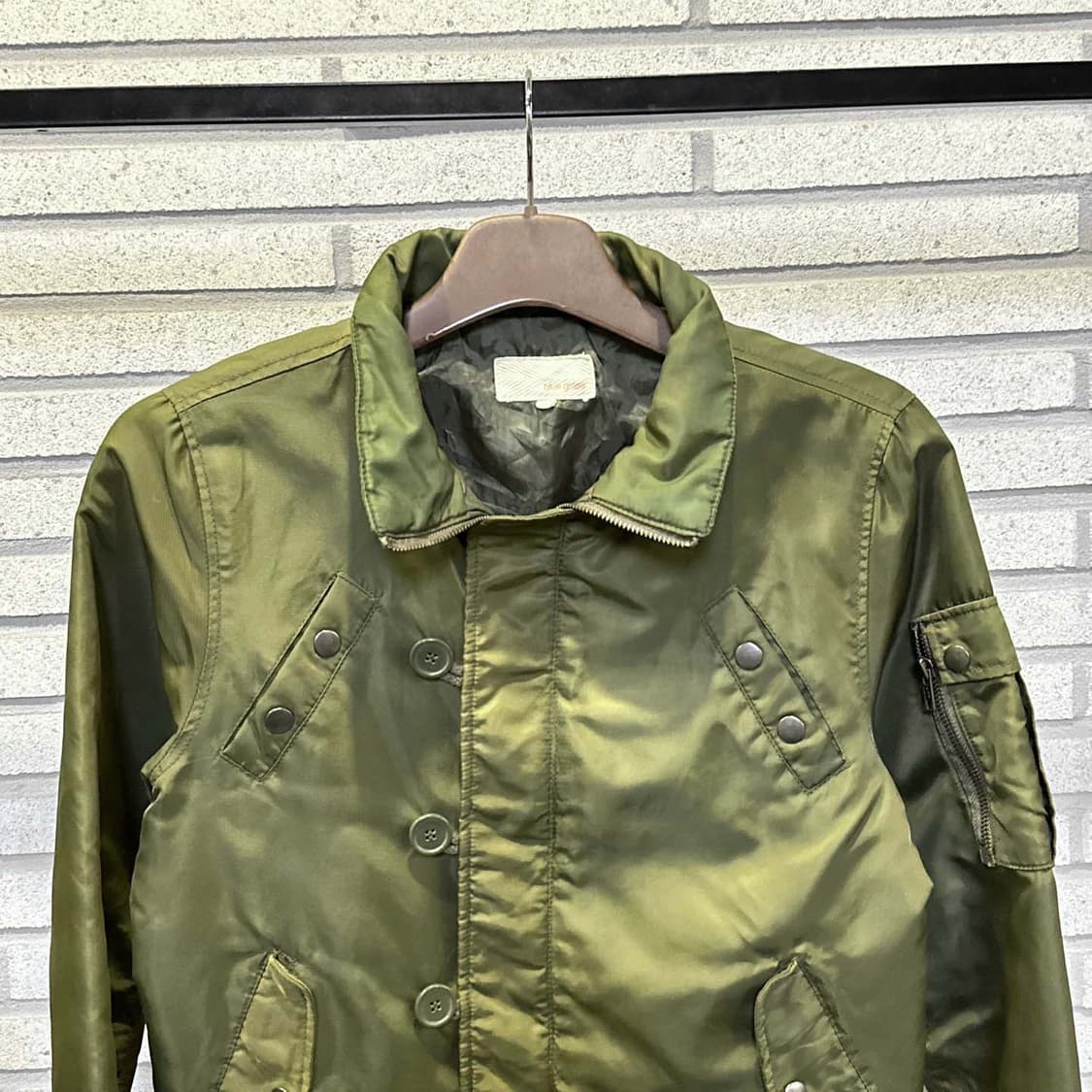 JPN VINTAGE 밀리터리 크롭 자켓 니트 시보리 4포켓 디테일 카키 상품이미지4