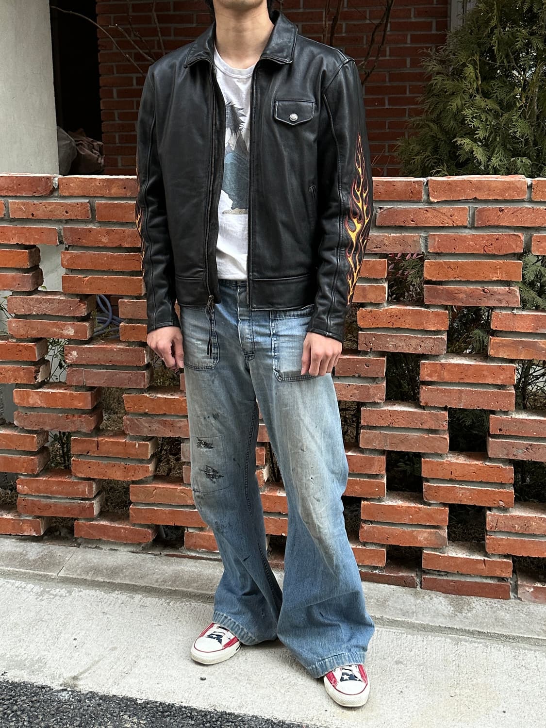 *RARE* 할리데이비슨 플레임 레더 자켓 빈티지 레더 자켓 바이커 상품이미지2