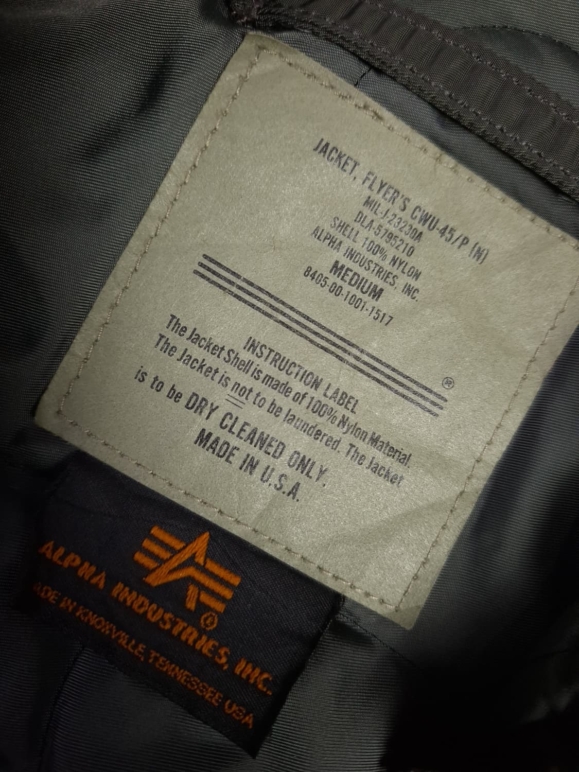 오리지날 미국제조 미공군 민수용 CWU-45/P 항공자켓 상품이미지3