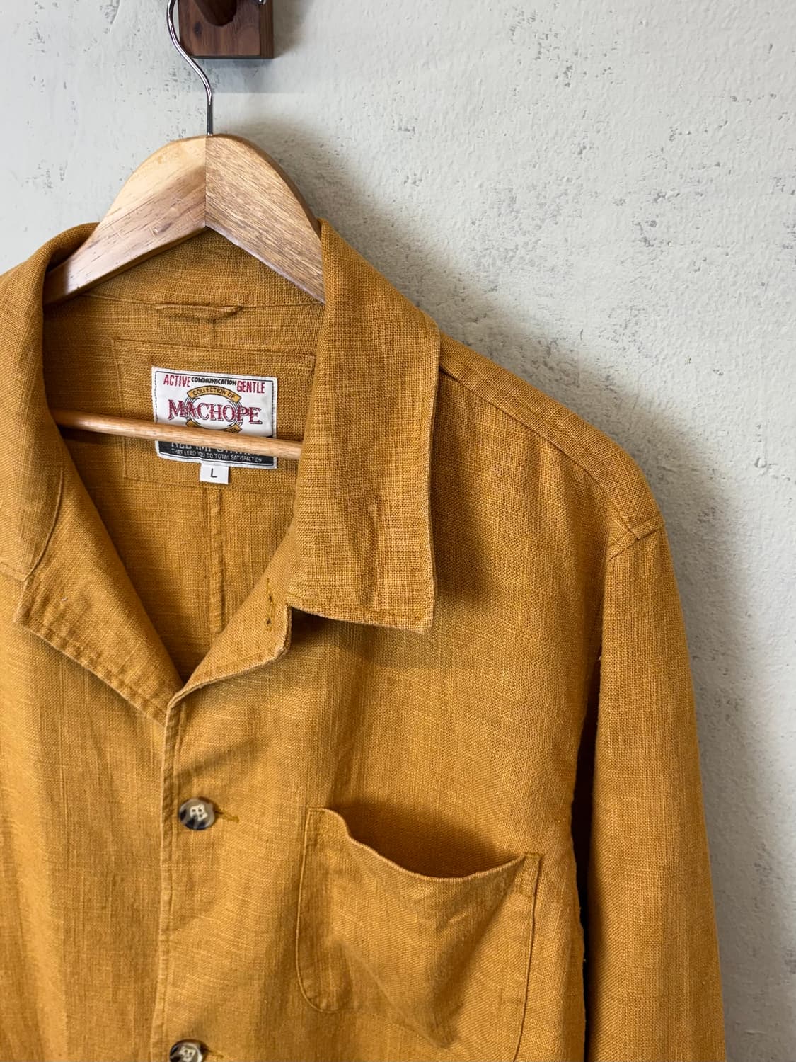 맥호프 90s 머스타드 린넨 셔츠 자켓 상품이미지4