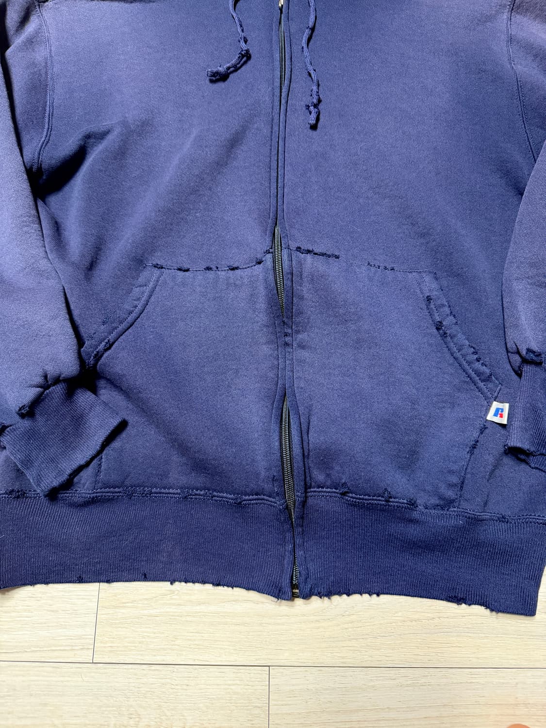 러셀 네이비 디스트레드 후드집업 / USA 생산 / L 상품이미지2