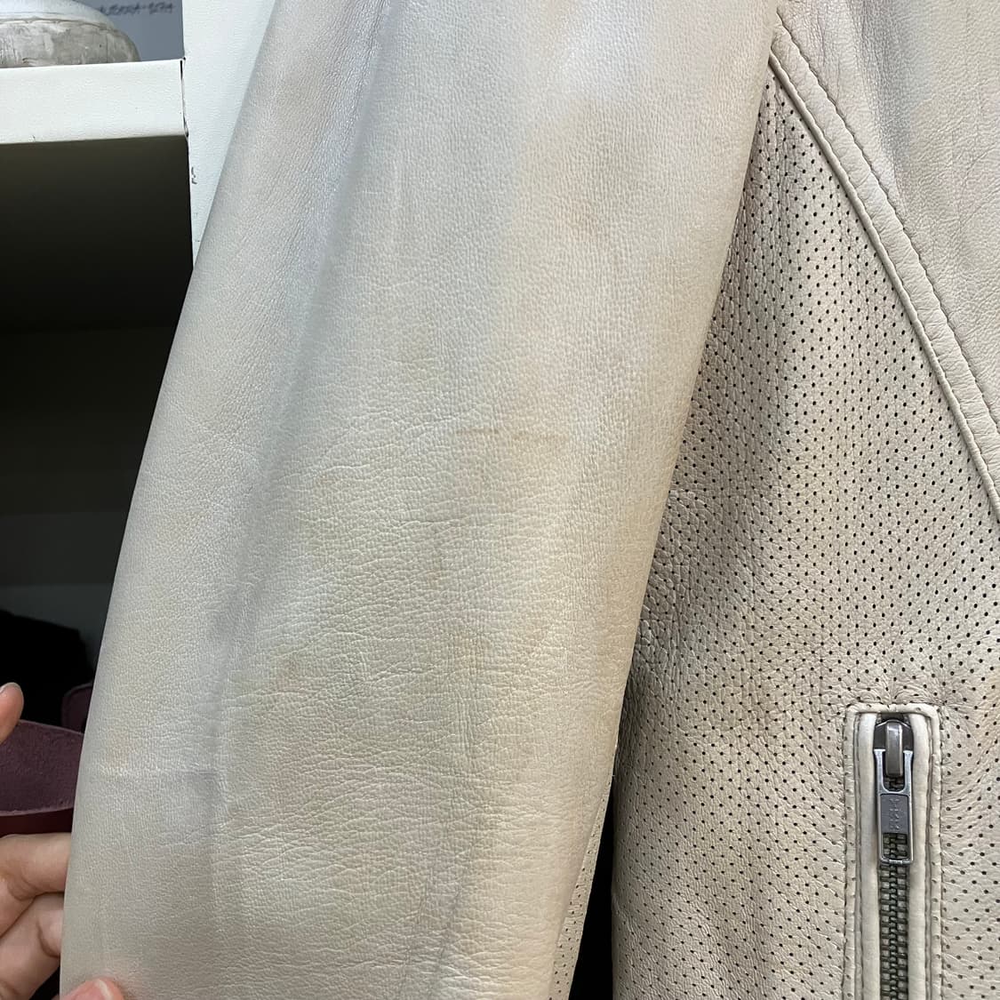 VTG 2way 아이보리 레더 자켓 L 상품이미지7