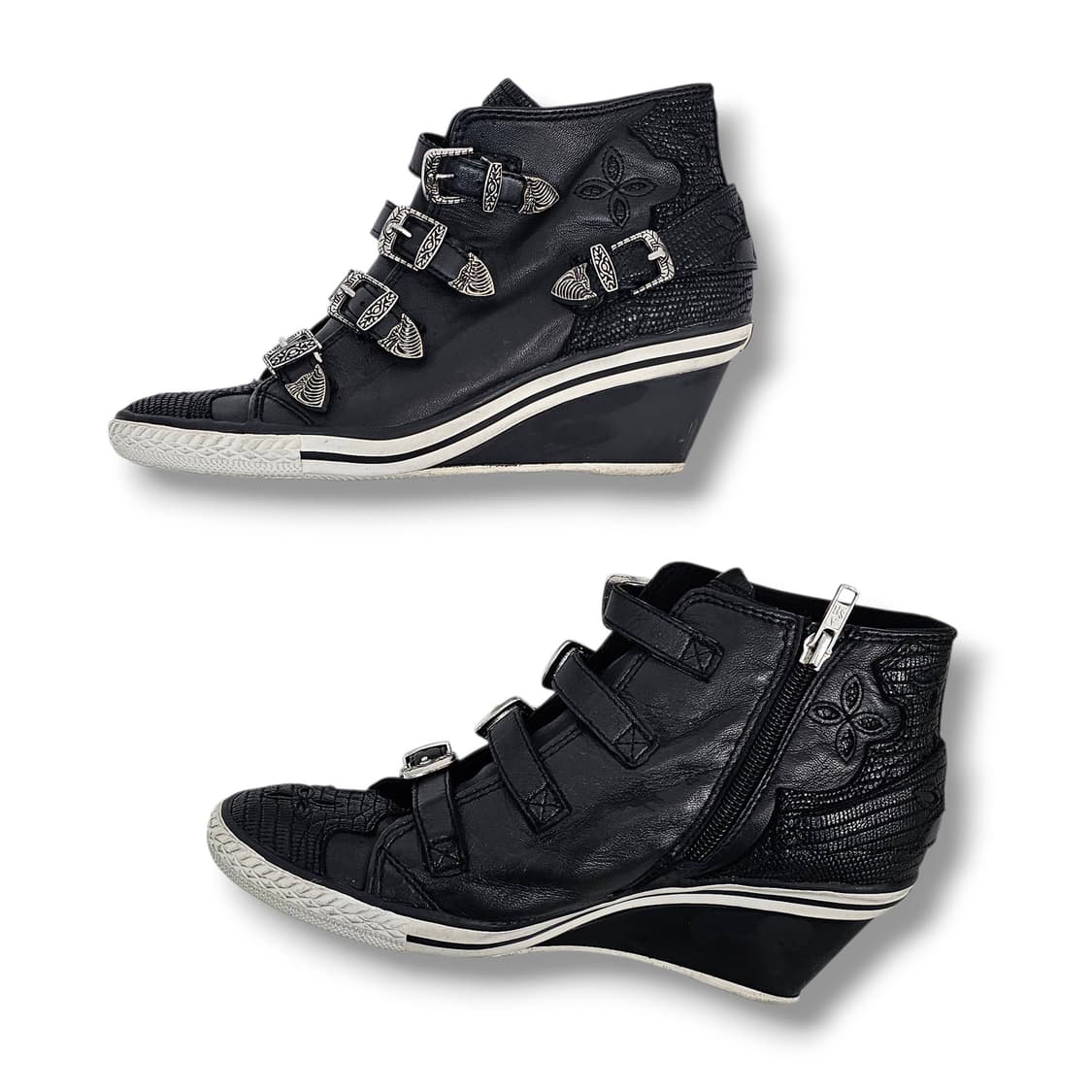 38 Ash 아쉬 블랙 페이즐리 버클 웨지 스니커즈 상품이미지4