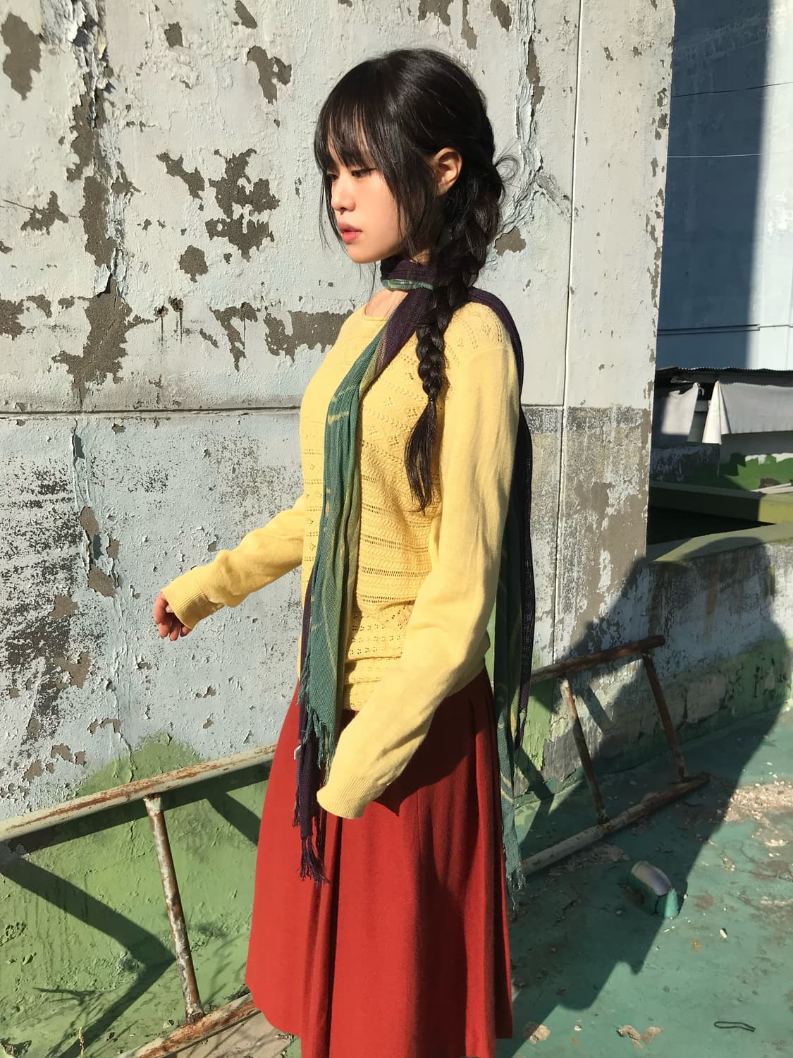 포레스트 그린 에스닉 스카프 상품이미지1