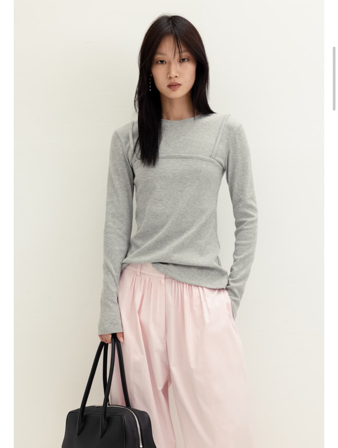 레이어드 뷔스티에 탑 화이트, 그레이 m 상품이미지3