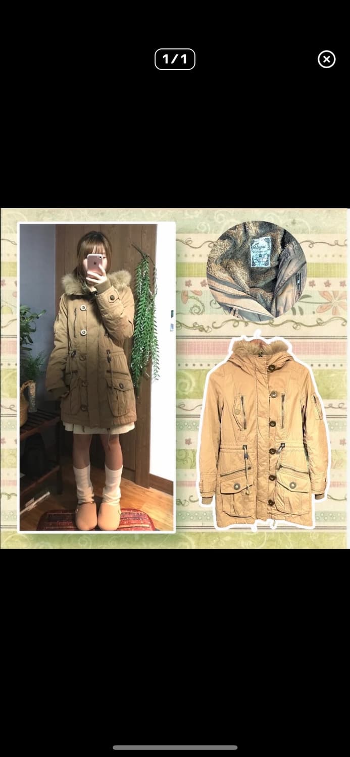 Button point beige parka 상품이미지1
