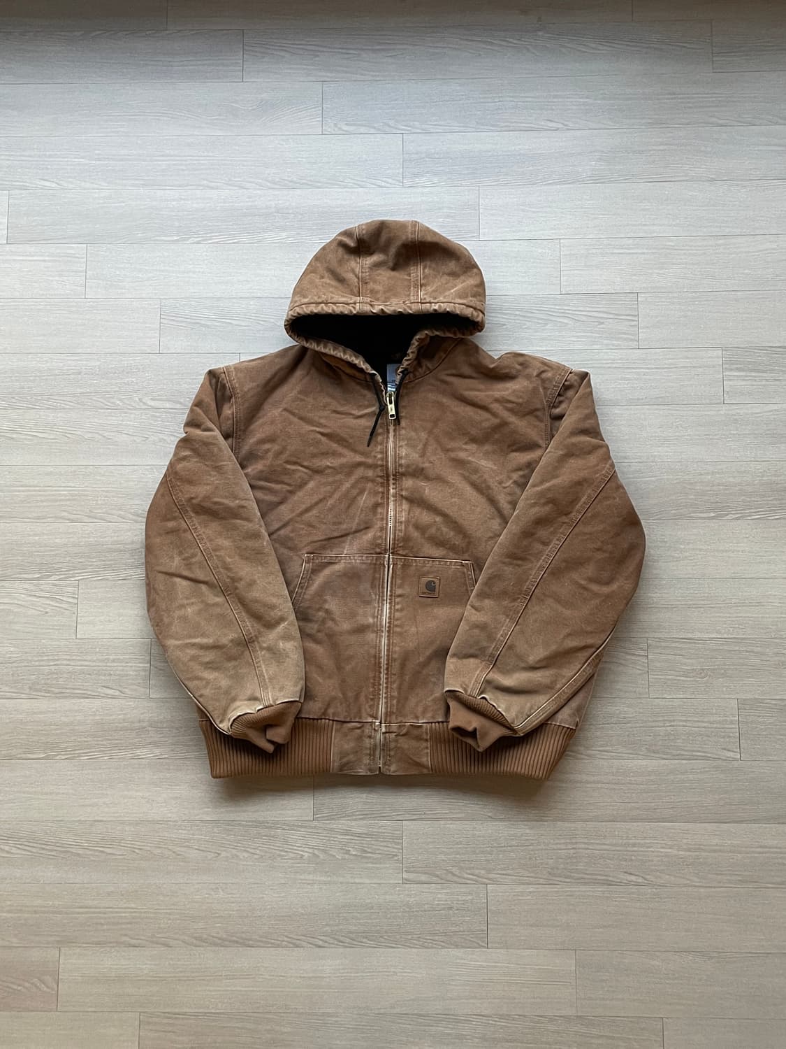 칼하트 j130 BRN 브라운 액티브 자켓 샌드스톤 빈티지 상품이미지1