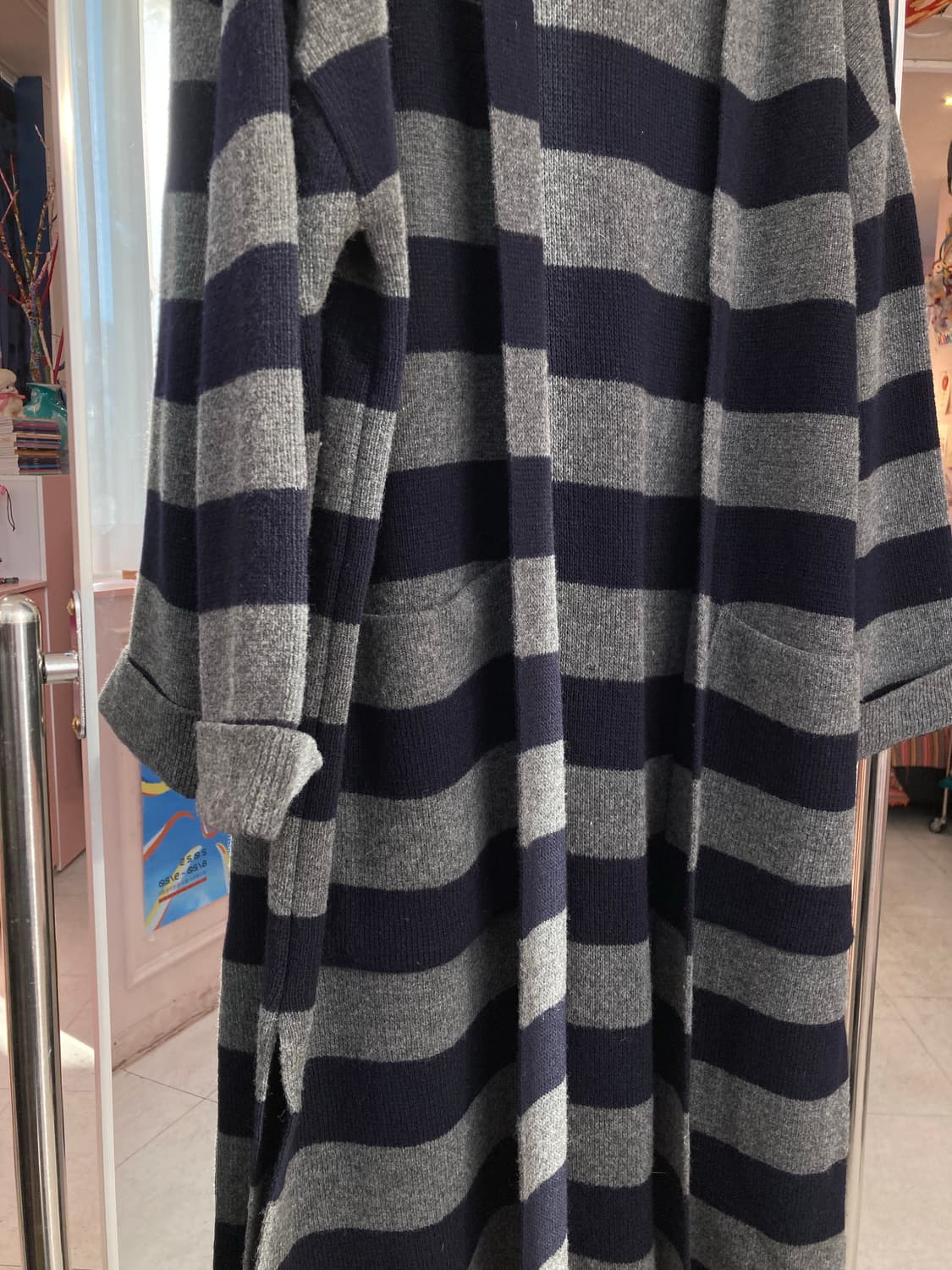 빈티지 스트라이프 롱 후디 가디건 상품이미지3