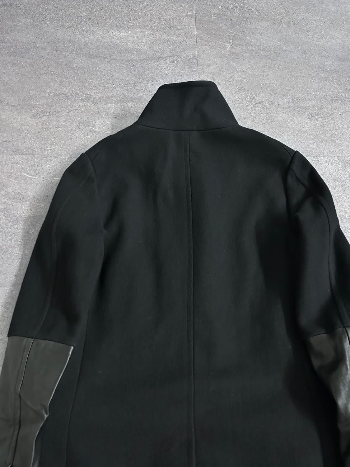 지오 송지오 하이넥 레더 슬리브 울 코트 상품이미지6