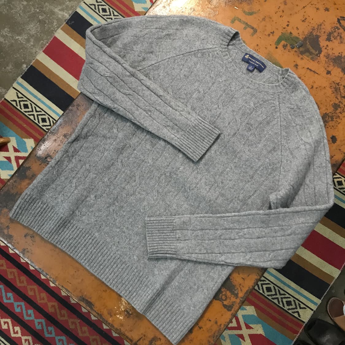브룩스브라더스 그레이 케이블 울 니트 남성 105 사이즈  상품이미지2