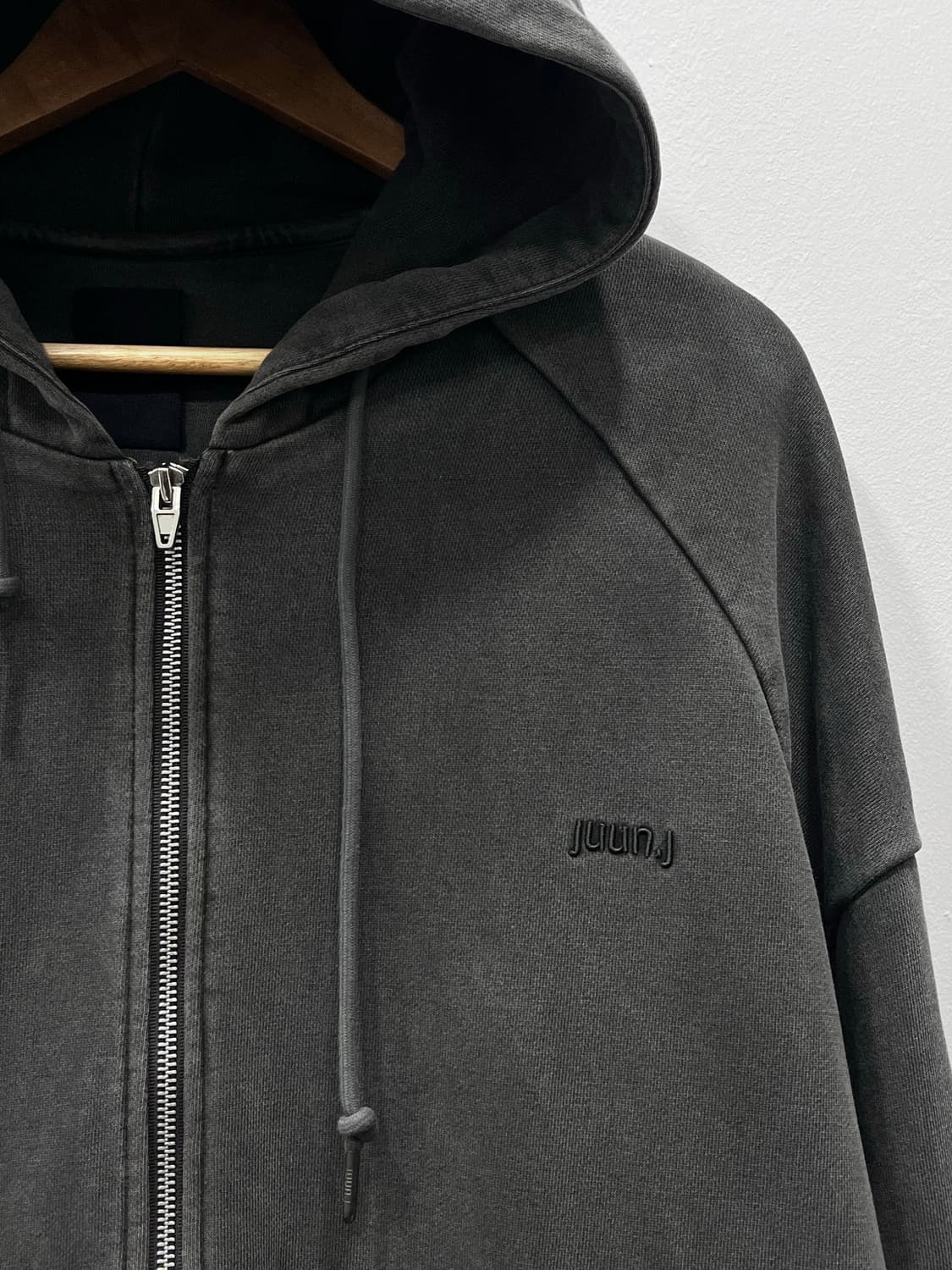 준지 juunj 가먼트다잉 그레이 워싱 후드집업 M 상품이미지3