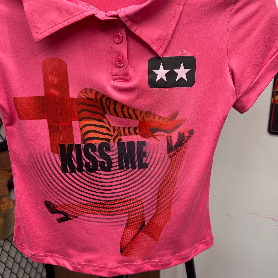 Hot Pink Reprint Collar T-Shirt  상품이미지3