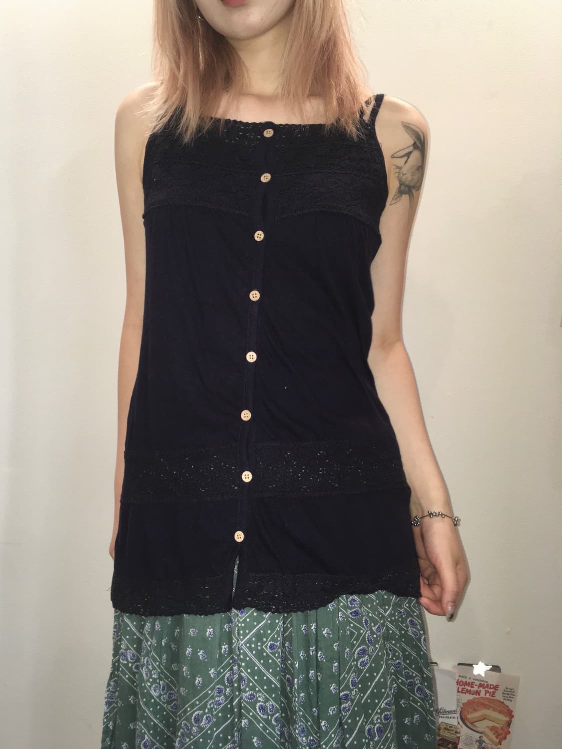jpn vintage navy crochet sleeveless 상품이미지1