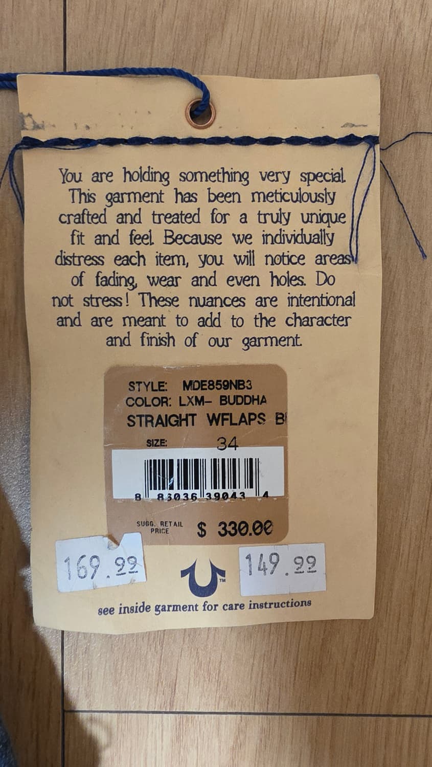 트루릴리젼 화이트 스티치 스트레이트 워싱 데님진 34 상품이미지9