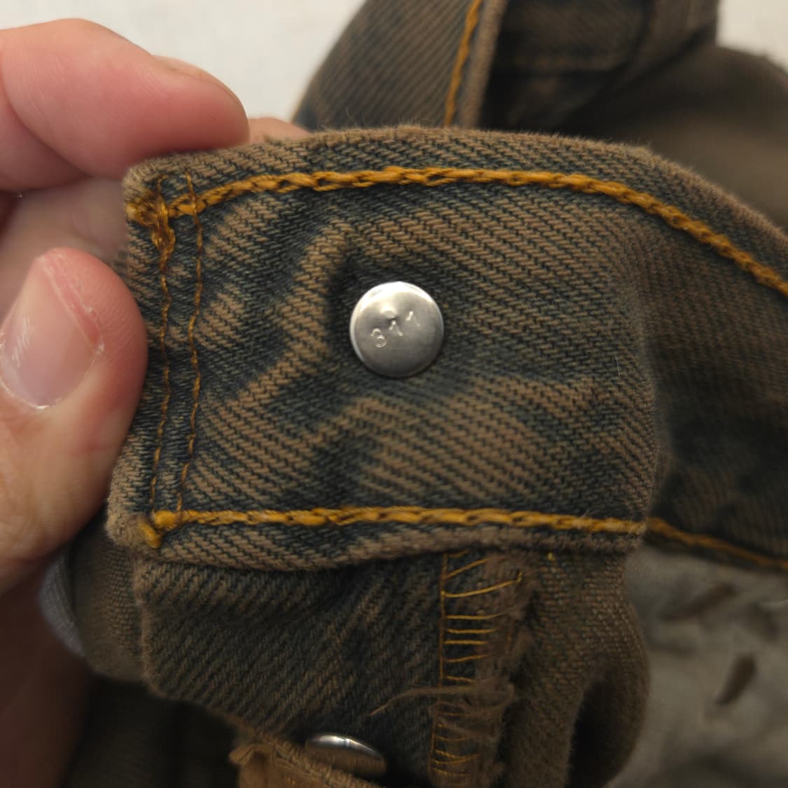 희귀 98년산 리바이스 501 영국 생산 브라운 컬러진 상품이미지10